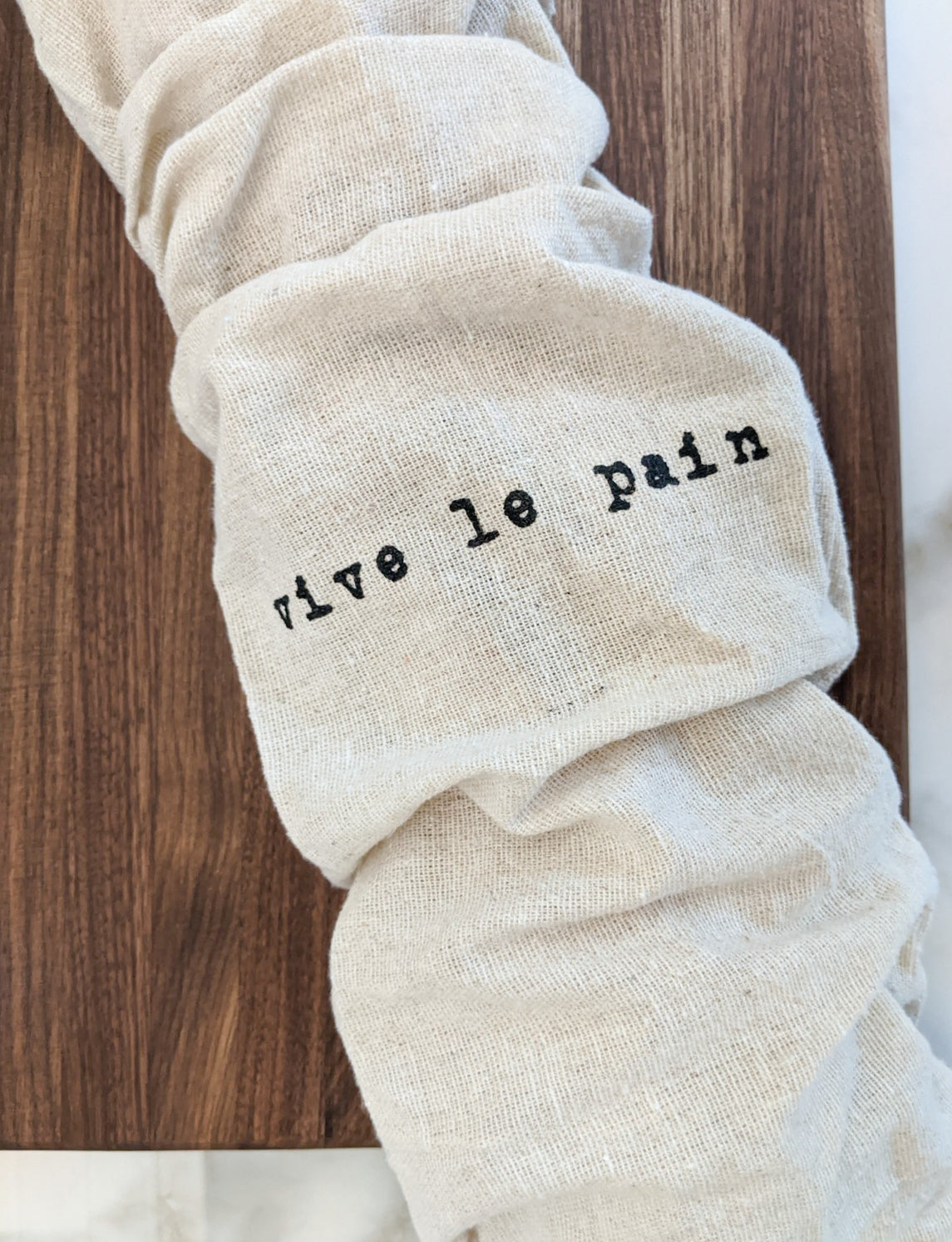 Artisan "Vive Le Pain" 100% Linen Bread Bag with Drawstring Reusable Farmhouse Bread Bag