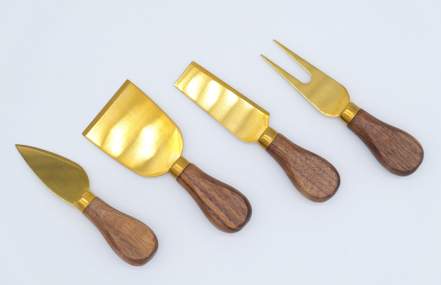 Black Walnut Handles with Gold Blade Cheese Knife Set of 4