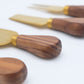 Black Walnut Handles with Gold Blade Cheese Knife Set of 4