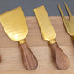 Black Walnut Handles with Gold Blade Cheese Knife Set of 4