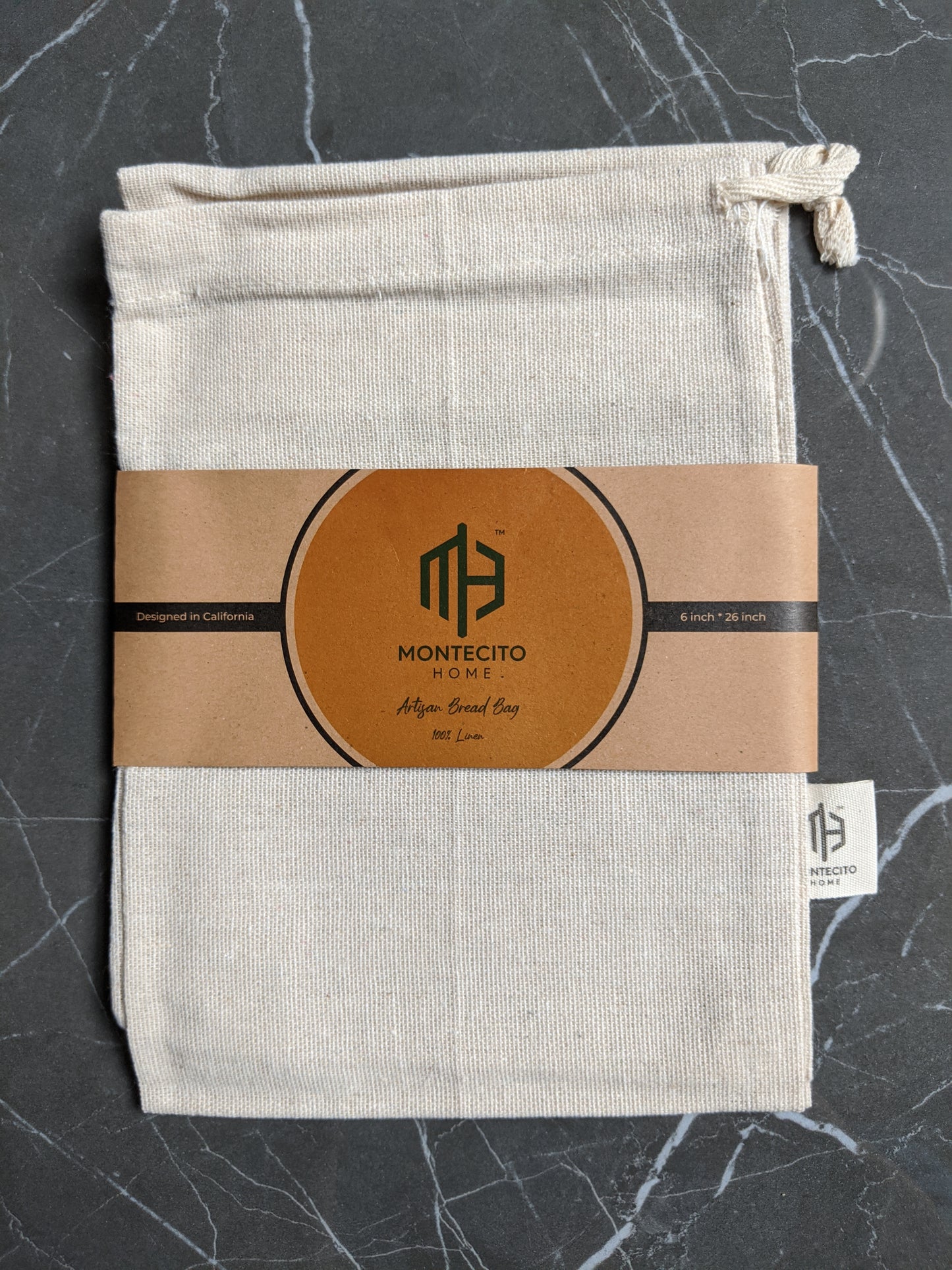 Artisan "Our Daily Bread" 100% Linen Bread Bag with Drawstring