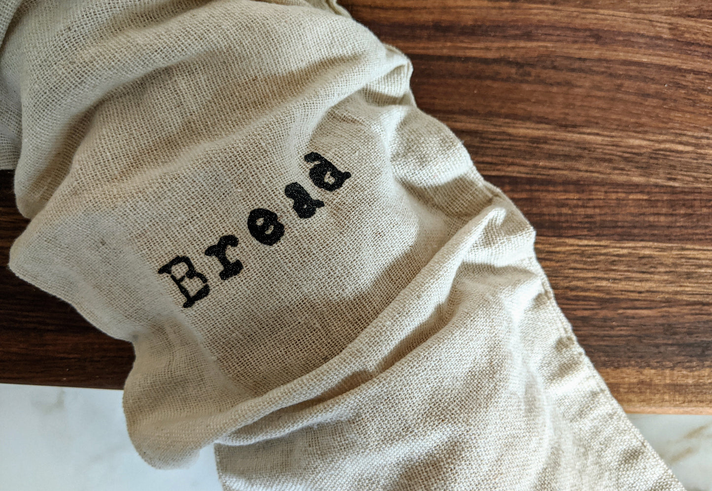 Set of 2 Extra Large Farmhouse Natural Linen Artisan Boule Bread Bags