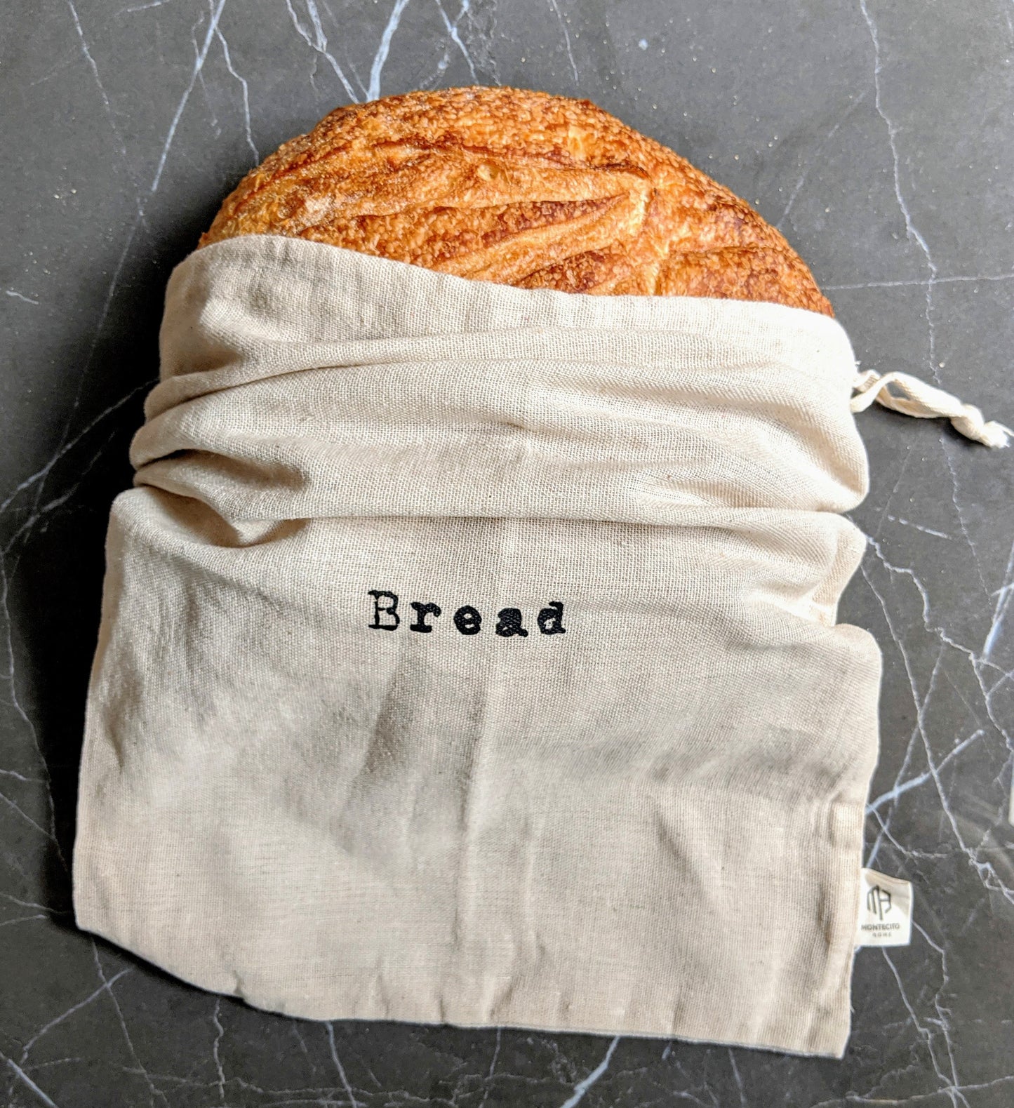 Set of 2 Extra Large Farmhouse Natural Linen Artisan Boule Bread Bags