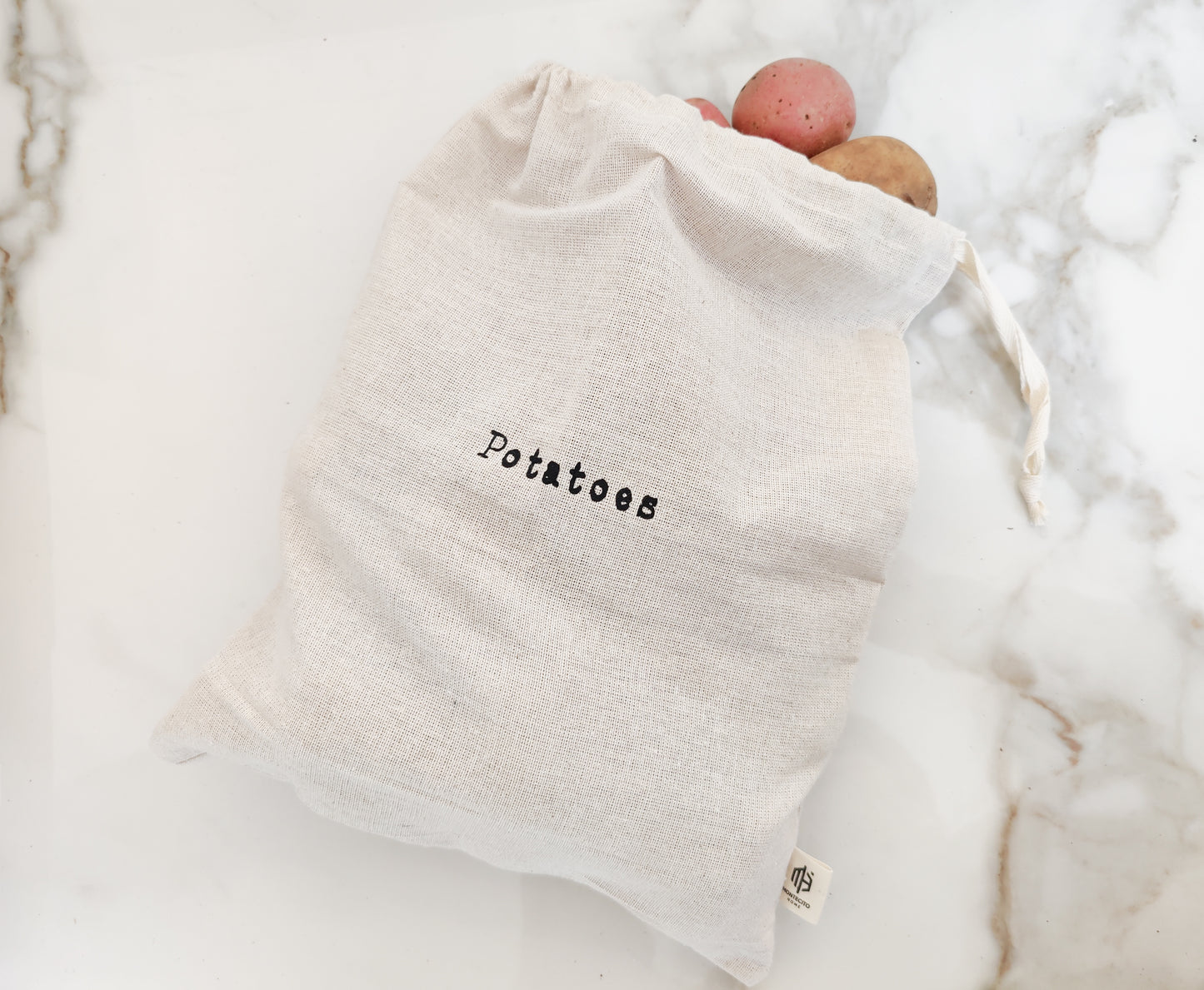 Linen "Potatoes" and "Onions" - 15"x12" Farmhouse Artisan Linen Bags - Natural & Sustainable - Stay Fresher, Longer