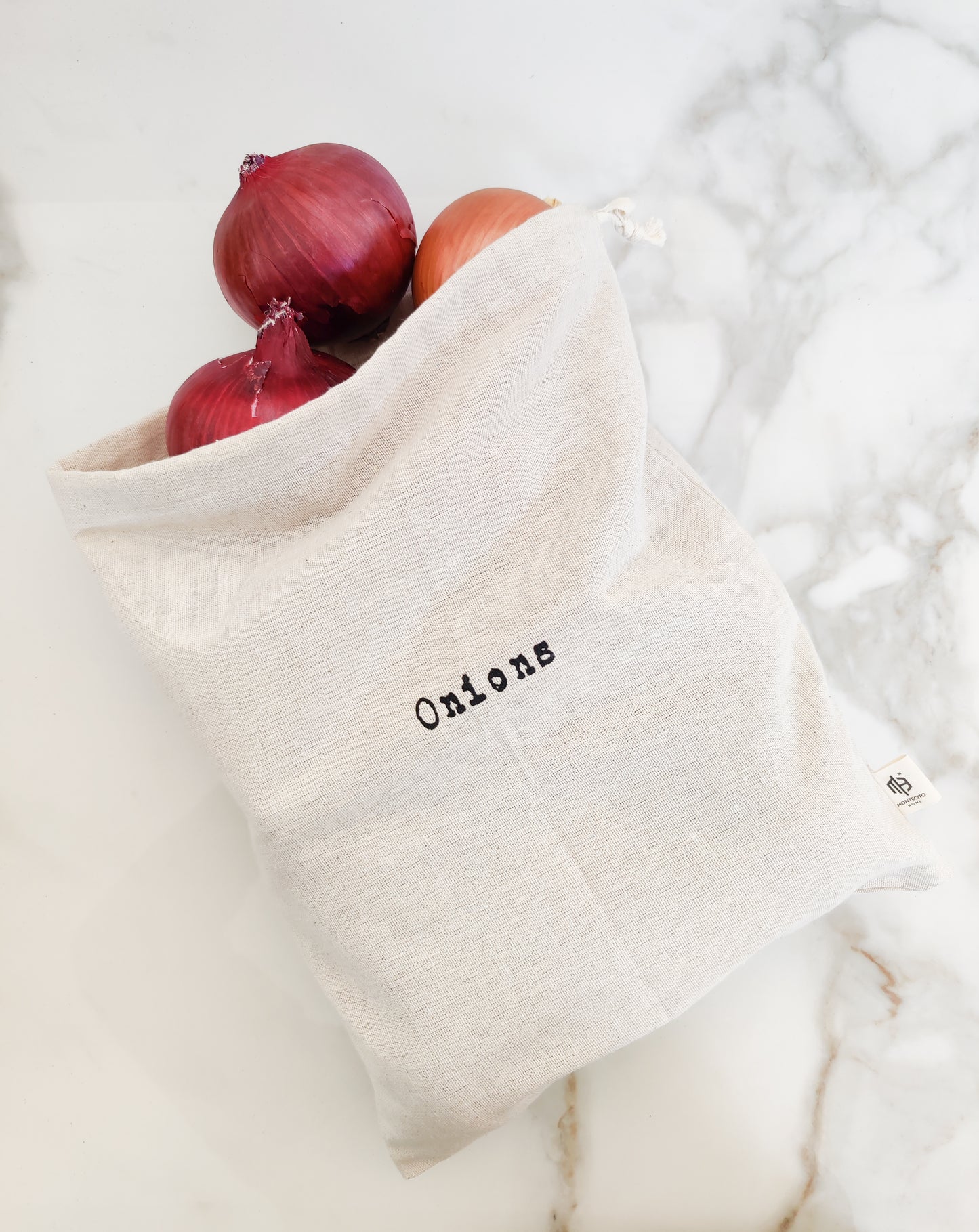 Linen "Potatoes" and "Onions" - 15"x12" Farmhouse Artisan Linen Bags - Natural & Sustainable - Stay Fresher, Longer