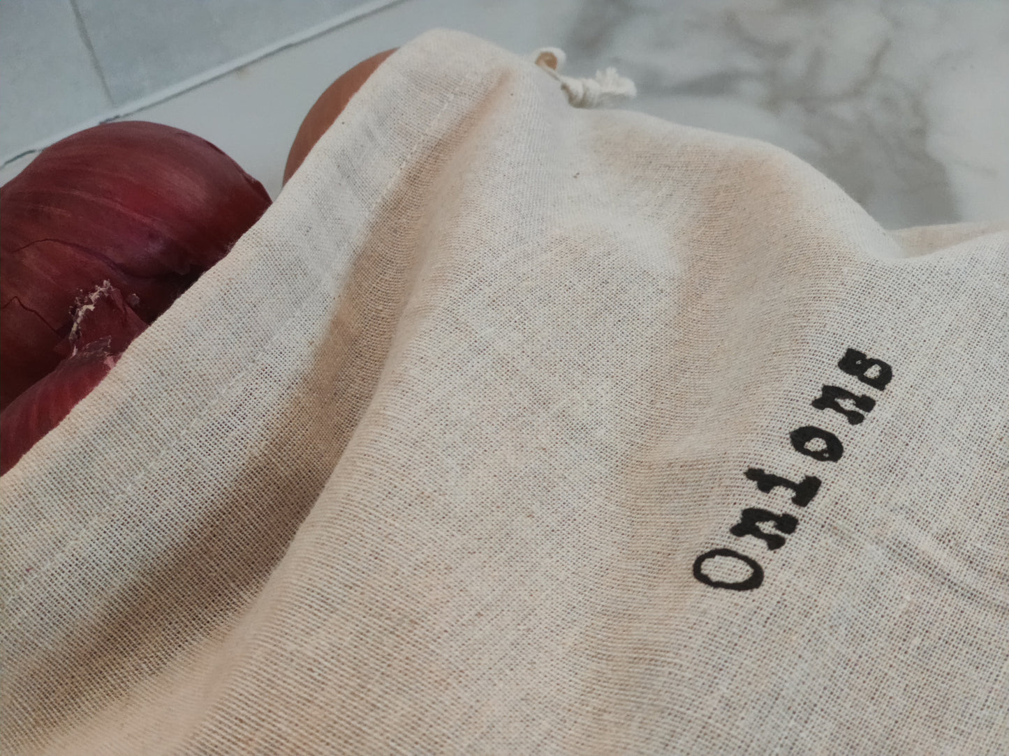 Linen "Potatoes" and "Onions" - 15"x12" Farmhouse Artisan Linen Bags - Natural & Sustainable - Stay Fresher, Longer