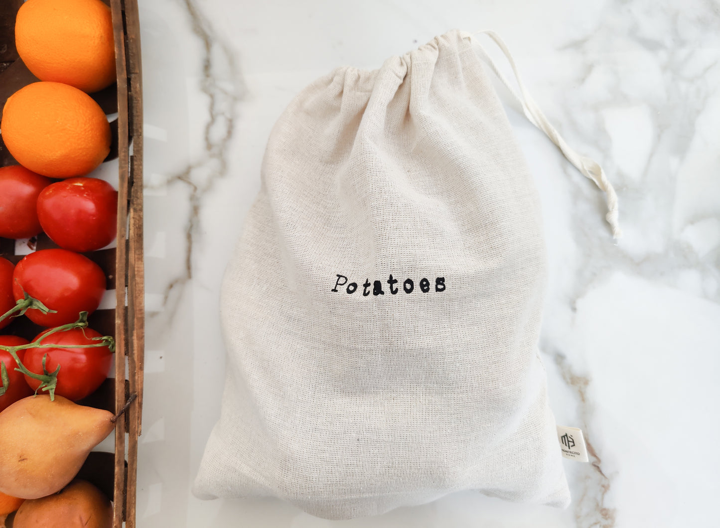 Linen "Potatoes" and "Onions" - 15"x12" Farmhouse Artisan Linen Bags - Natural & Sustainable - Stay Fresher, Longer