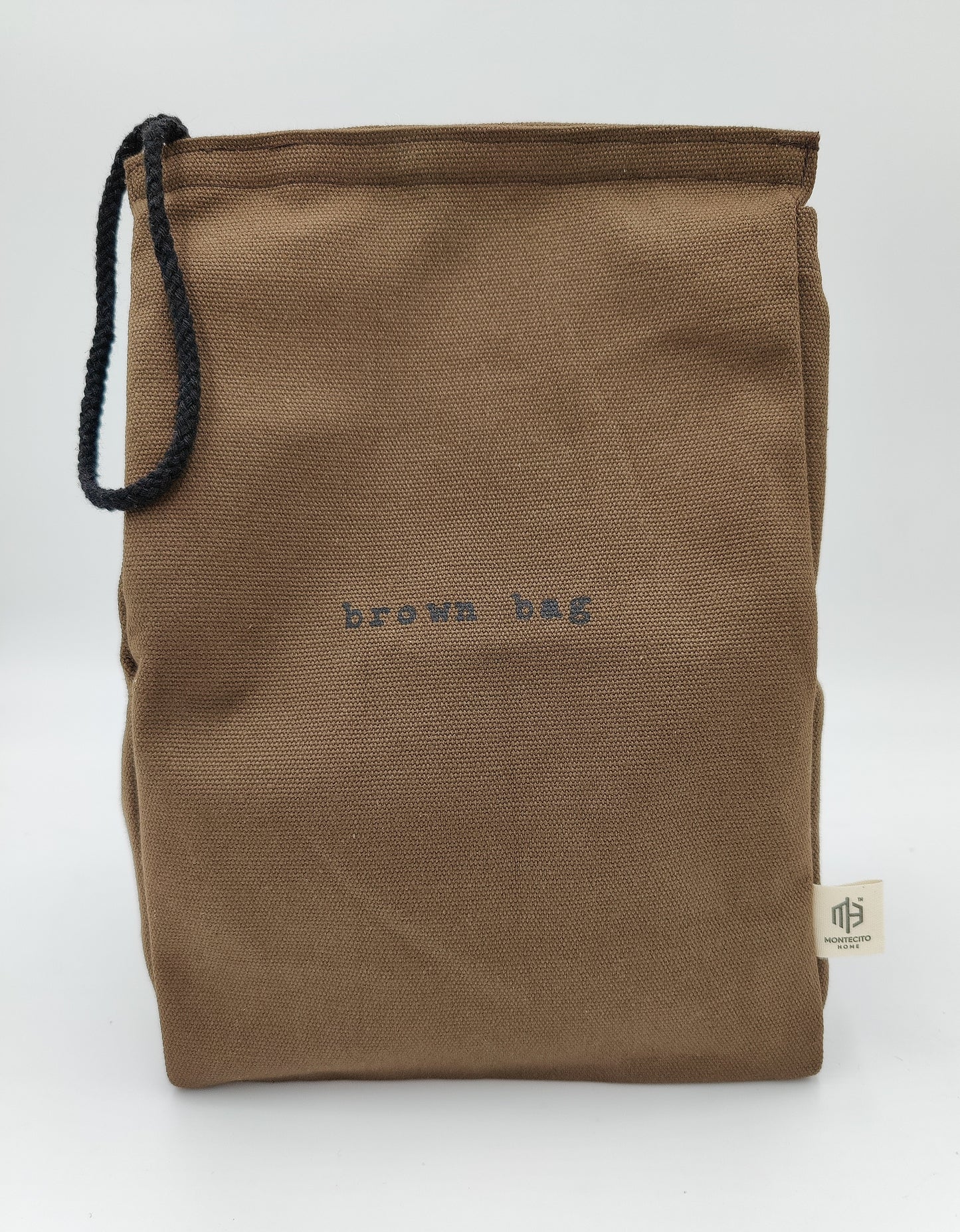 Reusable Brown Bag Lunch Bag - Heavy Duty Sustainable Cotton Sack with Velcro Top and Rope Handle