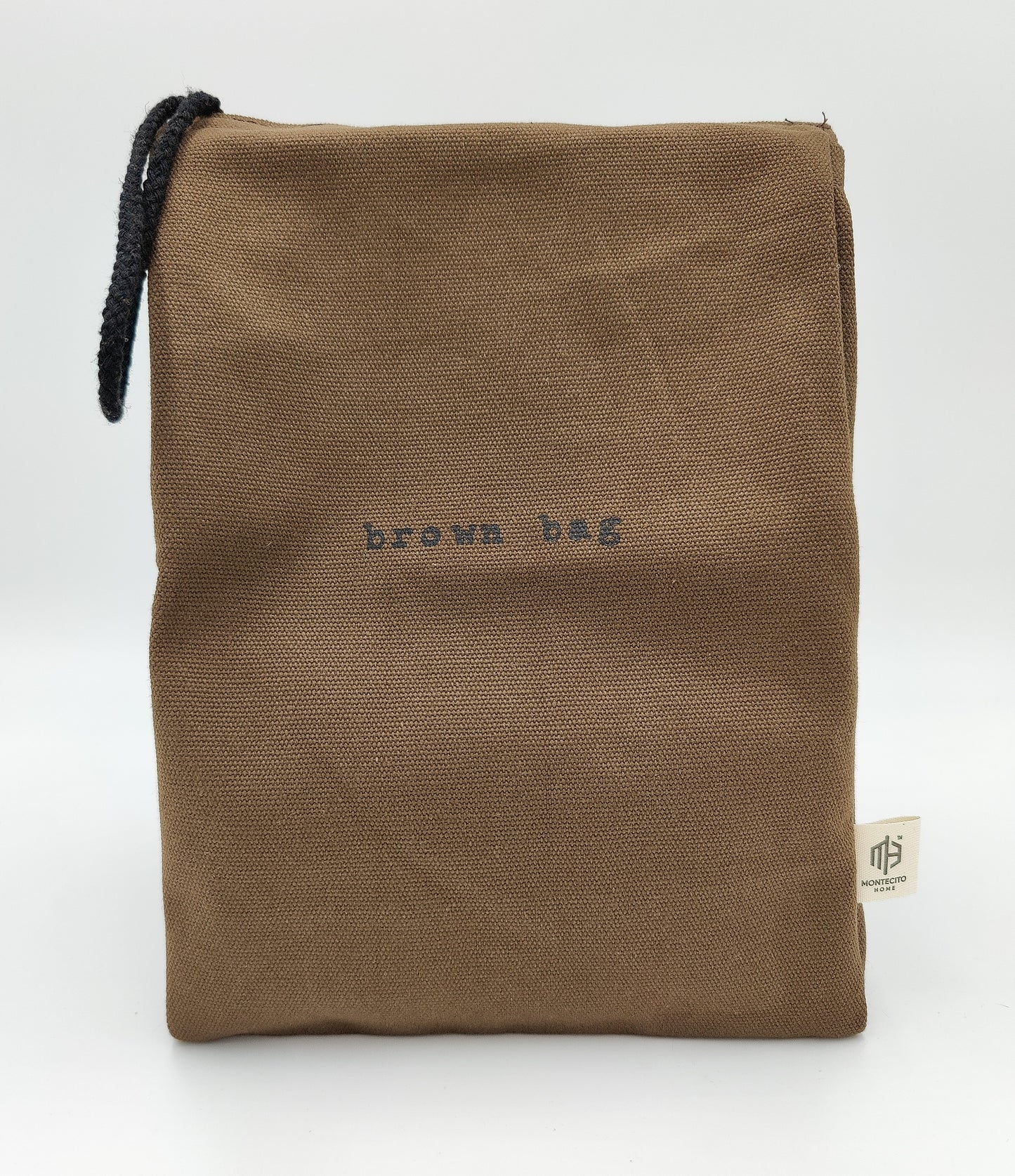 Reusable Brown Bag Lunch Bag - Heavy Duty Sustainable Cotton Sack with Velcro Top and Rope Handle