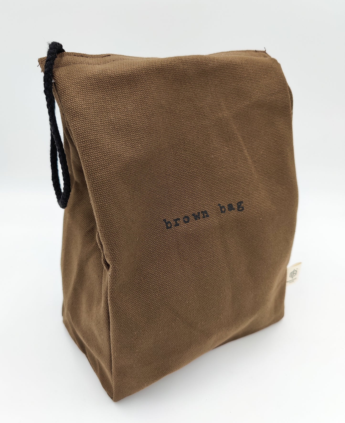 Reusable Brown Bag Lunch Bag - Heavy Duty Sustainable Cotton Sack with Velcro Top and Rope Handle