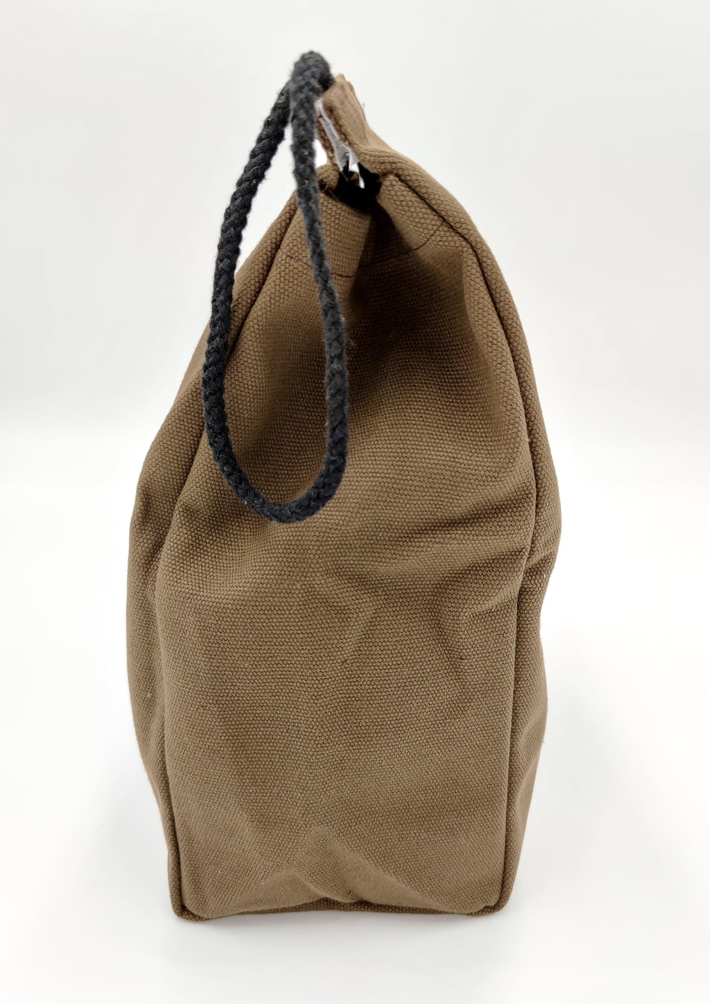 Reusable Brown Bag Lunch Bag - Heavy Duty Sustainable Cotton Sack with Velcro Top and Rope Handle