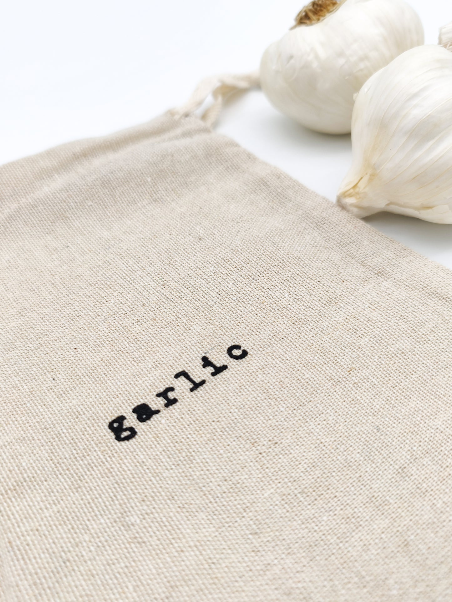 100% Artisan Linen Garlic Storage Bag - 9"x6" - Keep Cloves in a Dark, Cool, Breathable Environment