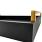 Faux Leather Modern Decorative Coffee Table Tray, Ottoman Tray with Extra Wide Champagne Gold Handles