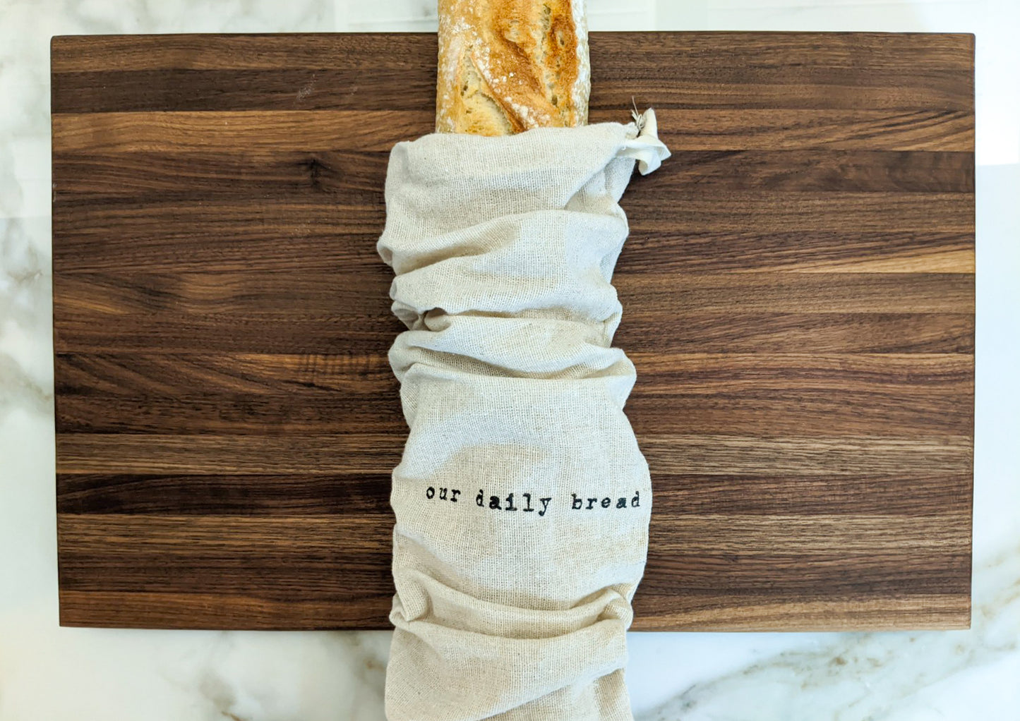 Artisan "Our Daily Bread" 100% Linen Bread Bag with Drawstring