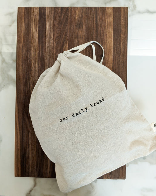 Artisan "Our Daily Bread" 100% Linen Bread Bag with Drawstring