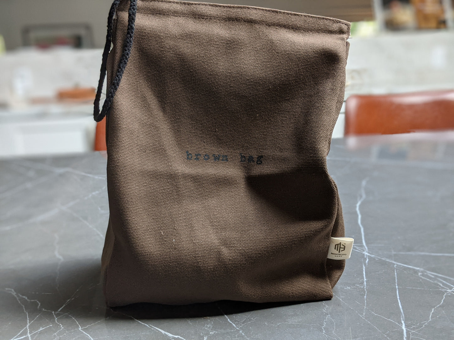 Reusable Brown Bag Lunch Bag - Heavy Duty Sustainable Cotton Sack with Velcro Top and Rope Handle